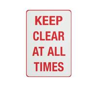 Panneau en aluminium « Keep Clear At All Time » de 30,5 x 20,3 cm - Protection contre les UV, imperméable, résistant aux intempéries et à la décoloration - 4 trous pré-percés