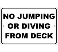 Panneau en aluminium « No Jumping Or Diving from Deck Notice » 20,3 x 30,5 cm