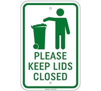 Panneau en aluminium « Please Keep Lid Closed » de 20,3 x 30,5 cm
