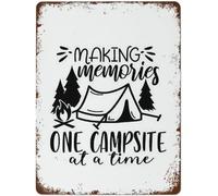 Panneau en aluminium pour camping - « Créez des souvenirs, un emplacement à la fois » | Décoration pour la maison, le chalet ou le camping-car | Cadeau pour les campeurs et les amoureux de la nature