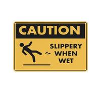 Panneau en aluminium réfléchissant avec inscription « Caution Slippery When Wet » - 30,5 x 20,3 cm - Protection contre les UV, imperméable, résistant aux intempéries et à la décoloration - 4 trous