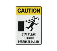 Panneau en aluminium réfléchissant avec inscription « Caution Stay Clear To Avoid Personal Injury » - 30,5 x 20,3 cm - Protection contre les UV, imperméable, résistant aux intempéries et à la