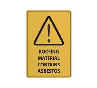 Panneau en aluminium réfléchissant « Caution Roofing Material contains amiante » - 30,5 x 20,3 cm - Protection contre les UV, imperméable, résistant aux intempéries et à la décoloration - 4 trous