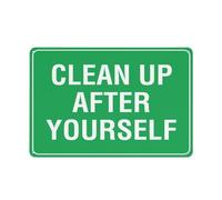 Panneau en aluminium réfléchissant « Clean Up After Yourself » - 30,5 x 20,3 cm - Protection contre les UV, imperméable, résistant aux intempéries et à la décoloration - 4 trous pré-percés