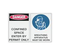 Panneau en aluminium réfléchissant « Danger Confined Space Enter By Permit Only Breathing Apparatus » - 30,5 x 20,3 cm - Protection contre les UV, imperméable, résistant aux intempéries et à la