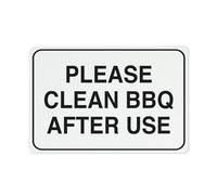Panneau en aluminium réfléchissant « Please Clean Bbq After Use » - 30,5 x 20,3 cm - Protection contre les UV, imperméable, résistant aux intempéries et à la décoloration - 4 trous pré-percés