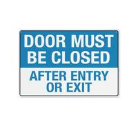 Panneau en aluminium réfléchissant pour porte « Must Be Closed After Entry or Exit » - 30,5 x 20,3 cm - Protection contre les UV, imperméable, résistant aux intempéries et à la décoloration - 4 trous