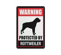 Panneau en aluminium réfléchissant Warning Protected By Rottweiler 30,5 x 20,3 cm - Protection UV, imperméable, résistant aux intempéries et à la décoloration - 4 trous pré-percés