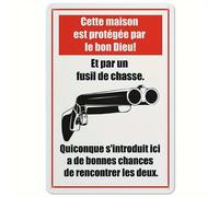 Panneau en aluminium vintage pour fusil de chasse « Ce maison est protégée par Dieu et un fusil de chasse » 20x30cm pour la maison, le garage, la salle de sport masculine, l'extérieur LVTPH-2606