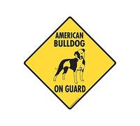 Panneau en aluminium « Warning! American Bulldog On Guard » - 30,5 x 30,5 cm - Plaque en métal 20,3 x 30,5 cm