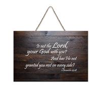 Panneau en bois, 1 Chronicles 22:18 Is Not The Lord Your God with You And Has He Not Granted You Rest on Every Side Panneau en bois Art mural à suspendre pour bureau, porte, décoration d'intérieur