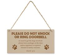 Panneau en bois à suspendre avec corde « Please Do Not Knock - No Need to Get Dogs Involved » - Plaque en bois pour travaux manuels en plein air - Décoration de poulailler - 24 x 12 cm