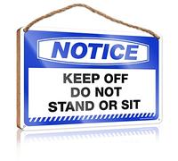 Panneau en bois à suspendre avec inscription « Keep Off Do Not Stand Or Sit » - Décoration de bureau hippie (23 x 35 cm)