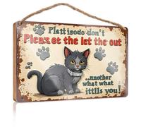 Panneau en bois à suspendre Diy Platt Isodo: Please Don'T Let The Cat Out... Another What It Wooded Panneau décoratif pour la maison Panneau mural amusant (20 x 30 cm)