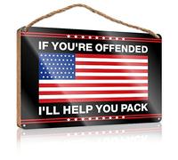 Panneau en bois à suspendre « If You'Re Offended I'Ll Help You Pack » - Panneau en bois pour porche d'automne - Meubles de grotte (23 x 35 cm)