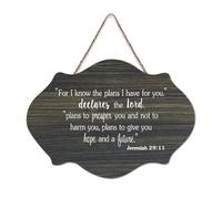 Panneau en bois à suspendre pour porte d'entrée, salon, cuisine avec inscription « For I Know The Plans I Have for You Declares The Lord Jeremiah 29:11 » - 15,2 x 25,4 cm
