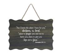 Panneau en bois à suspendre pour porte d'entrée, salon, cuisine avec inscription « For I Know The Plans I Have for You Declares The Lord Jeremiah 29:11 » - 15,2 x 25,4 cm