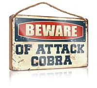 Panneau en bois à suspendre pour salle de bain Beware Of Attack Cobra - Décoration d'appartement - Accessoires de chambre (20 x 30 cm)