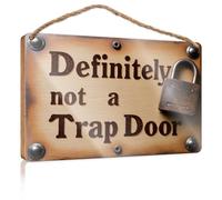 Panneau en bois à suspendre Unlocking The Mystery: Definitely Not A Trap Door - Panneau en bois amusant pour salle de bain - Accessoires de chambre pour homme (20 x 30 cm)