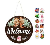 Panneau en bois à trois mots - Panneau de porte de bienvenue, décoration interchangeable + utilisation, porche d'entrée + utilisation, accessoire de maison, matériau pour améliorer l'esthétique de