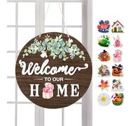 Panneau en bois à trois mots - Panneau de porte de bienvenue, décoration interchangeable + utilisation, porche d'entrée + utilisation, accessoire de maison, matériau pour améliorer l'esthétique de