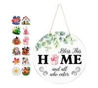 Panneau en bois à trois mots - Panneau de porte de bienvenue, décoration interchangeable + utilisation, porche d'entrée + utilisation, accessoire de maison, matériau pour améliorer l'esthétique de