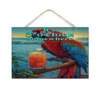 Panneau en bois amusant « It's Five O'Clock Somewhere » - Décoration rustique pour cabine, Happy Hour, piscine, plage, fruits - Décoration murale positive pour la maison - 30,5 x 20,3 cm
