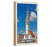 Panneau en bois Augsburg | Allemagne | Style rétro | Décoration | 12 cm x 18 cm