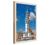 Panneau en bois Augsburg | Allemagne | Style rétro | Décoration | 30 cm x 40 cm