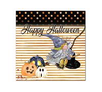 Panneau en bois avec chapeau de sorcière « Happy Halloween » - Gnome, citrouille, toile d'araignée, panneau effrayant d'Halloween rustique à suspendre pour la maison, le salon, le bureau, l'entrée