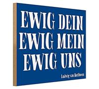 Panneau en bois avec citation de Beethoven - Décoration murale romantique - 40 cm x 30 cm