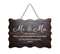 Panneau en bois avec citation Mr. And Mrs. What God Has Joined Together Let Mark 10:9 - 15,2 x 25,4 cm - Décoration murale rustique à suspendre pour porte d'entrée, salon, cuisine