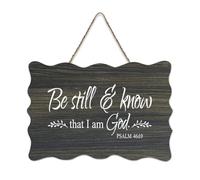 Panneau en bois avec citations inspirantes avec verset de la Bible, Be Still And Know That I Am God Psaum 46:10, panneau en bois de ferme, dicton positif, décoration murale pour bureau, porte