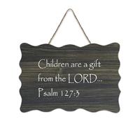 Panneau en bois avec citations inspirantes avec verset de la Bible, « Children Are A Gift from The Lord. » Psaume 127:3 - Plaque murale à suspendre pour bureau, porte, décoration d'intérieur, 15,2 x