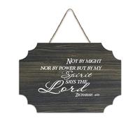 Panneau en bois avec citations inspirantes avec verset de la Bible, Not By Might, Nor By Power, But By My Spirit Says The Lord Farmhouse - Décoration murale pour bureau, porte, mur, décoration