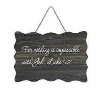 Panneau en bois avec citations inspirantes avec verset de la Bible, pour rien n'est impossible avec Dieu, Luke 1:37, panneau en bois de ferme, dicton positif, décoration murale pour bureau, porte, mur