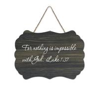 Panneau en bois avec citations inspirantes avec verset de la Bible, pour rien n'est impossible avec Dieu, Luke 1:37, panneau en bois de ferme, dicton positif, décoration murale pour bureau, porte, mur