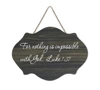 Panneau en bois avec citations inspirantes avec verset de la Bible, pour rien n'est impossible avec Dieu, Luke 1:37, panneau en bois de ferme, dicton positif, décoration murale pour bureau, porte, mur