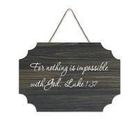 Panneau en bois avec citations inspirantes avec verset de la Bible, pour rien n'est impossible avec Dieu, Luke 1:37, panneau en bois de ferme, dicton positif, décoration murale pour bureau, porte, mur