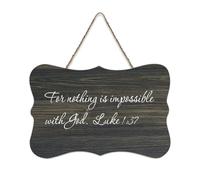 Panneau en bois avec citations inspirantes avec verset de la Bible, pour rien n'est impossible avec Dieu, Luke 1:37, panneau en bois de ferme, dicton positif, décoration murale pour bureau, porte, mur