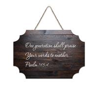 Panneau en bois avec citations inspirantes avec verset de la Bible, psaume 145:4 One Generation Shall Praise Your Works to Another Farmhouse - Décoration murale pour bureau, porte, mur, décoration