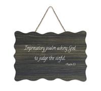 Panneau en bois avec citations inspirantes avec verset de la Bible - Psaume imprécatif demandant à Dieu de juger la ferme pécheresse - Décoration murale - 15,2 x 25,4 cm