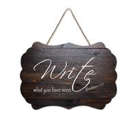 Panneau en bois avec citations inspirantes avec verset de la Bible, révélation 1:19 Write What You Have Seen, panneau en bois de ferme, dicton positif, décoration murale pour bureau, porte, mur