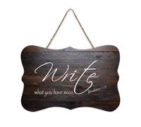 Panneau en bois avec citations inspirantes avec verset de la Bible, révélation 1:19 Write What You Have Seen, panneau en bois de ferme, dicton positif, décoration murale pour bureau, porte, mur