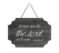 Panneau en bois avec citations inspirantes de la Bible, Éphésiens 6:7 Serve As to The Lord Not to Man Panneau en bois de ferme avec dicton positif Décoration murale pour porte de bureau, décoration