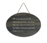 Panneau en bois avec citations inspirantes de la Bible - Psaume 121:1 2 « I Lift Up My Eyes to The Hills » - Panneau en bois de ferme avec dicton positif - Décoration murale pour bureau, porte
