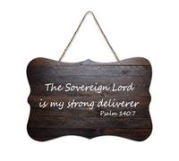 Panneau en bois avec citations inspirantes de la Bible, psaume 140:7 « The Sovereign Lord Is My Strong Deliverer » - Décoration murale pour bureau, porte, mur, décoration d'intérieur, 15,2 x 25,4 cm