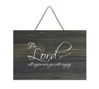 Panneau en bois avec citations inspirantes de la Bible, Zephaniah 3:17 The Lord Will Rejoice Over You with Singing Farmhouse Wood Sign Wall Art Hanging Craft Plaque pour bureau, porte, mur, décoration