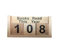 Panneau en bois avec inscription « Read This Year » - Couleur bois | Trackers de lecture pour les amateurs de livres, cubes numérotés, décoration d'étagère, cadeau de défi de lecture