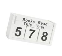 Panneau en bois avec inscription « Read This Year » - Fond blanc | Trackers de lecture pour les amateurs de livres, cubes numérotés, décoration d'étagère, cadeau de défi de lecture